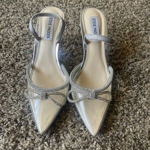 Steve Madden clear embellished sling back heels